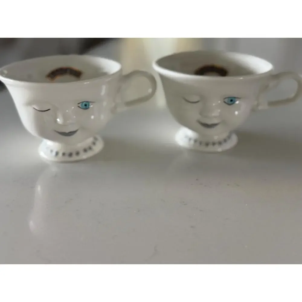 Vintage Baileys Irish Cream Winking Face Cups, 1990s Ceramic Barware Set (2)
